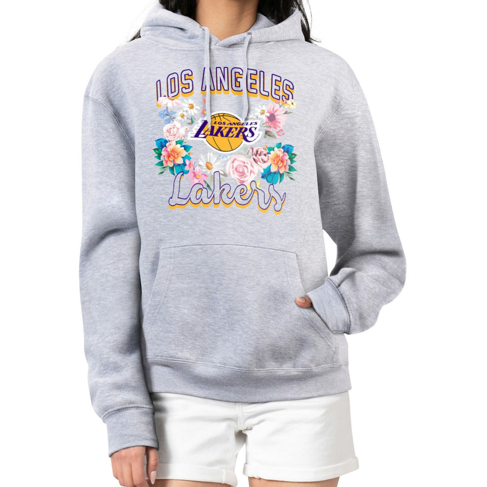 Los Angeles Lakers G-III 4Her by Carl Banks Women's Flowers Team Logo Graphic Fleece Pullover Hoodie