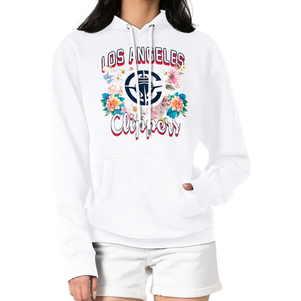 LA Clippers G-III 4Her by Carl Banks Women's Flowers Team Logo Graphic Fleece Pullover Hoodie