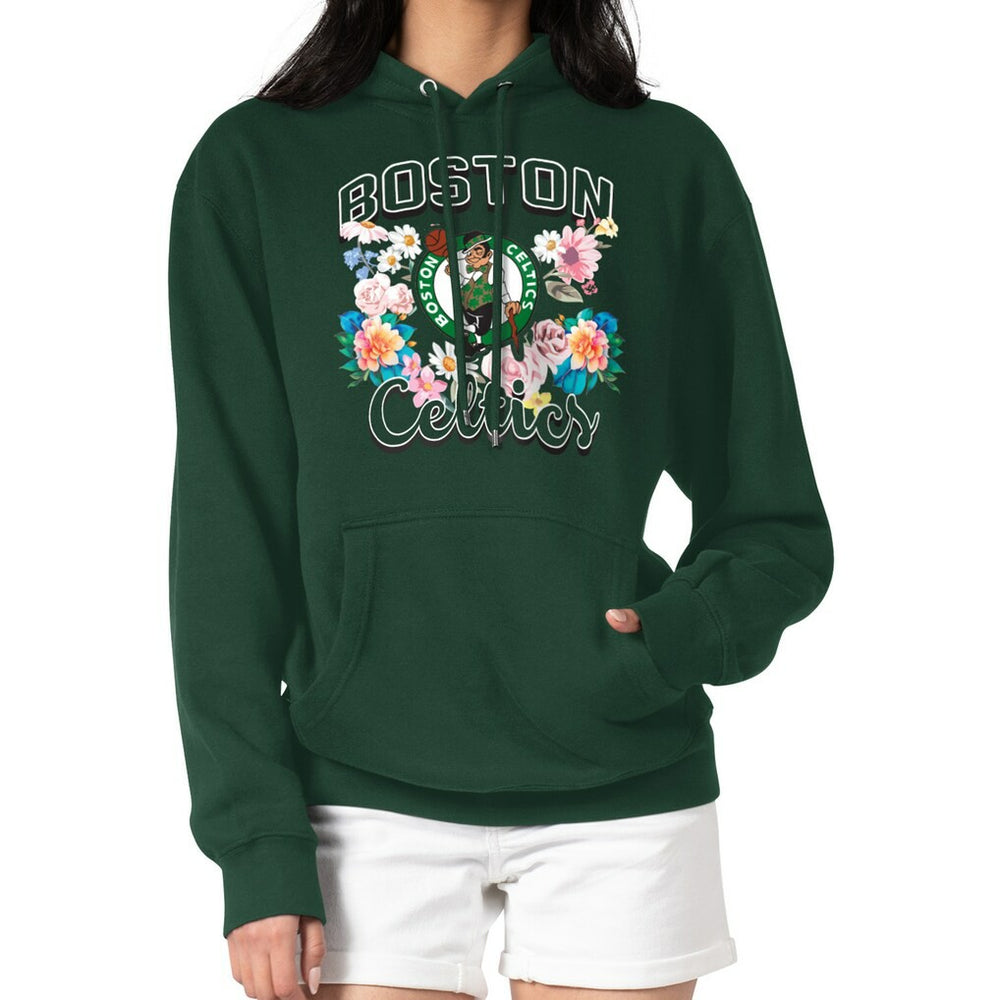 Boston Celtics G-III 4Her by Carl Banks Women's Flowers Team Logo Graphic Fleece Pullover Hoodie