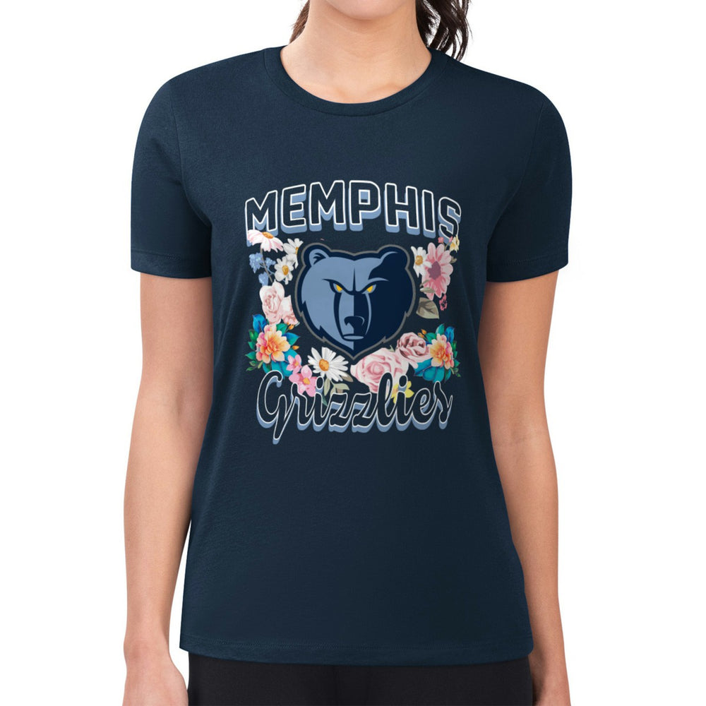 Memphis Grizzlies G-III 4Her by Carl Banks Women's Super-Slim Fit Lightweight Flowers Team Logo Graphic T-Shirt