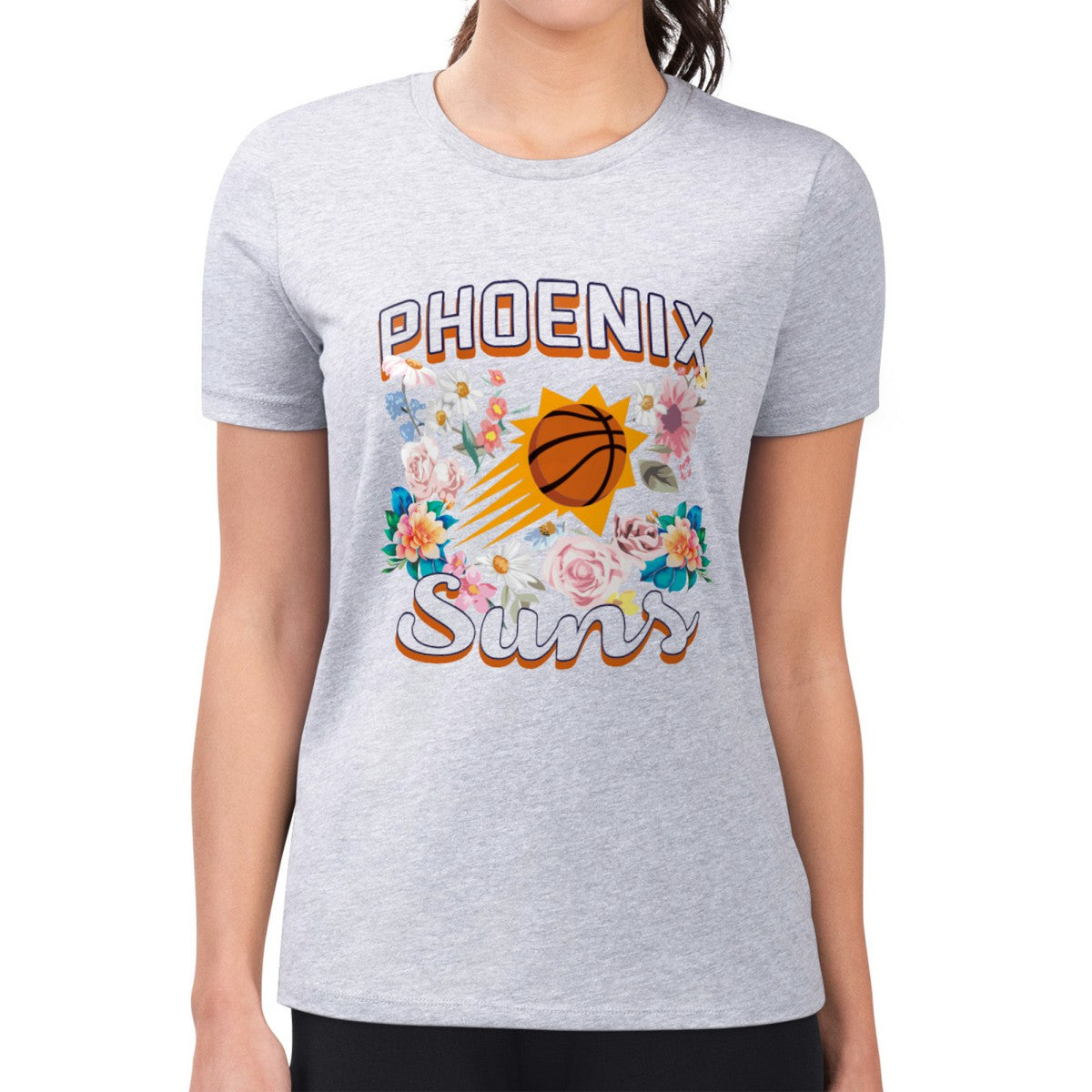 Phoenix Suns G-III 4Her by Carl Banks Women's Super-Slim Fit Lightweight Flowers Team Logo Graphic T-Shirt