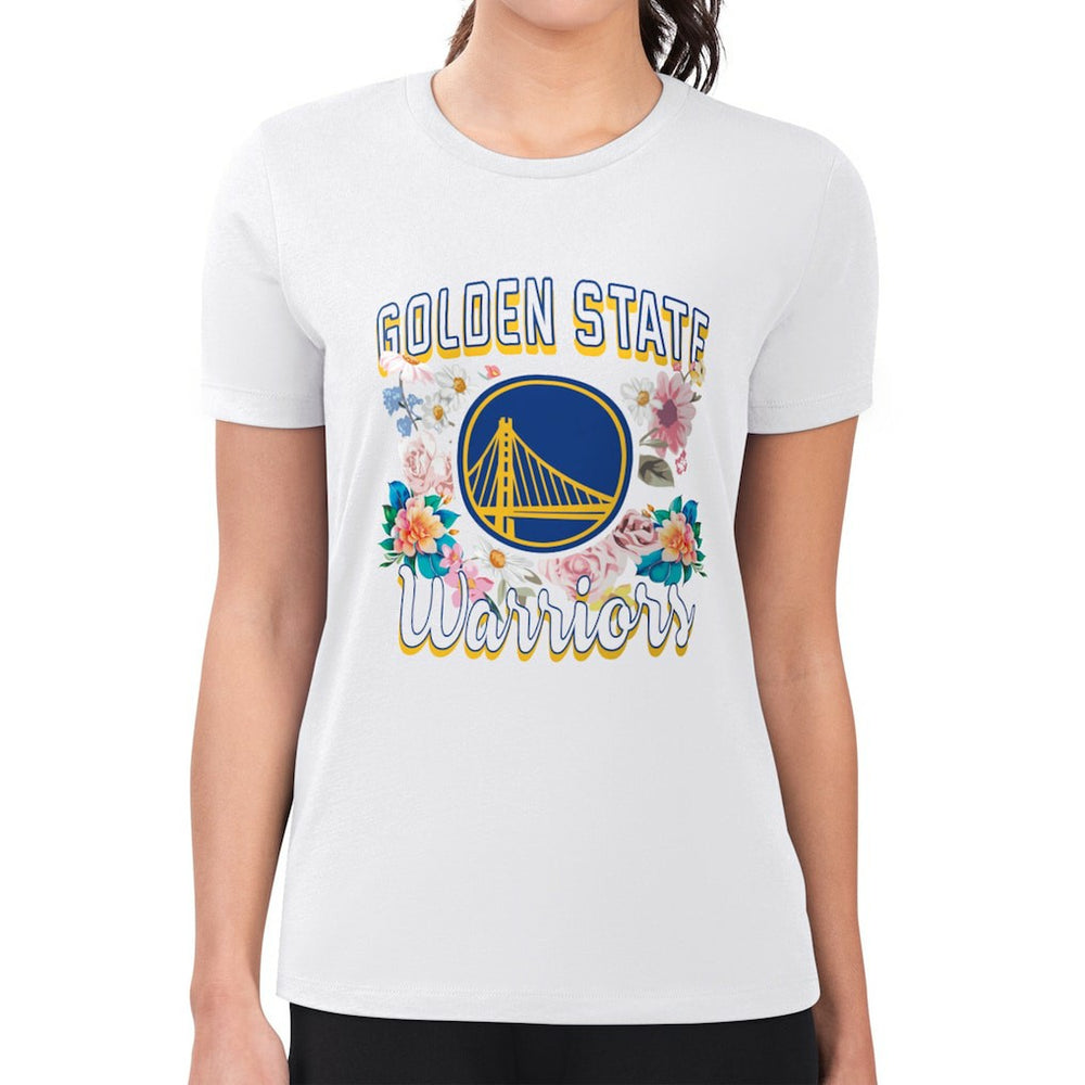 Golden State Warriors G-III 4Her by Carl Banks Women's Super-Slim Fit Lightweight Flowers Team Logo Graphic T-Shirt sale