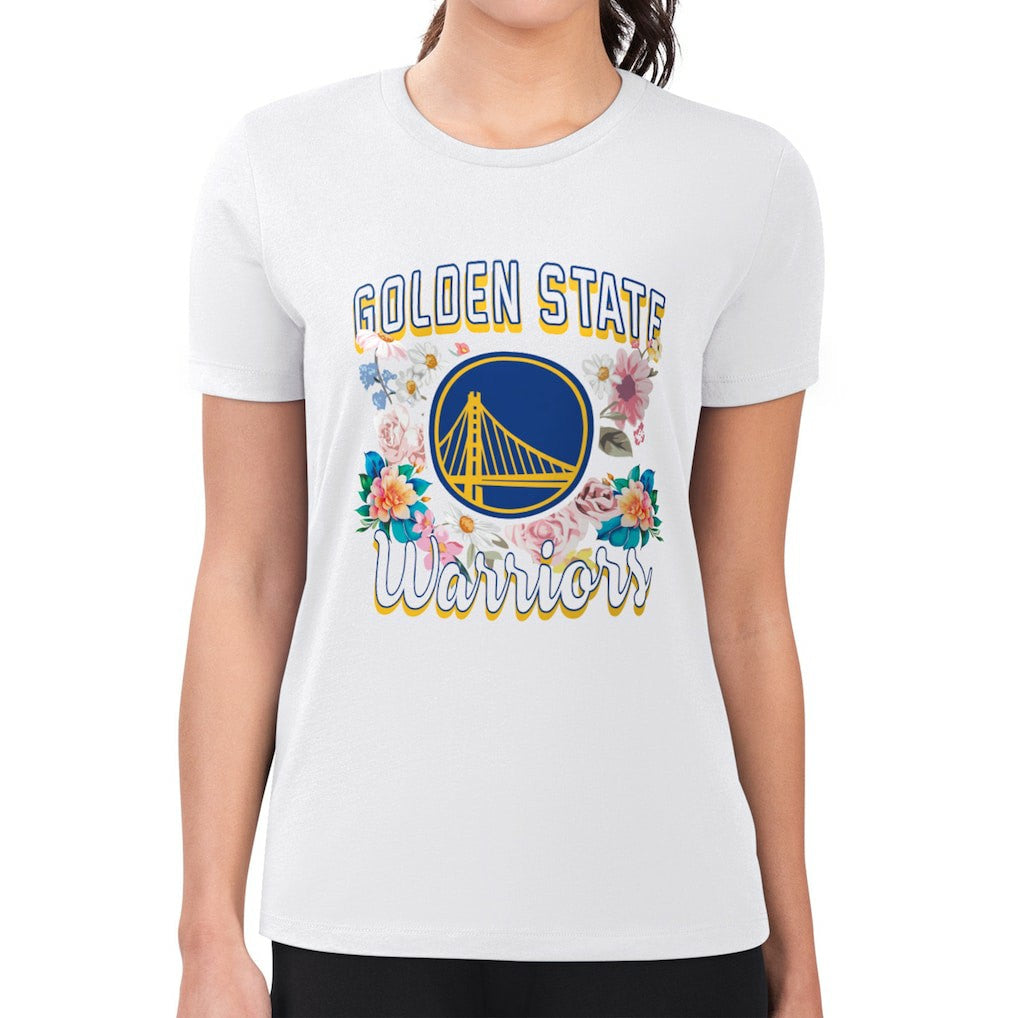 Golden State Warriors G-III 4Her by Carl Banks Women's Super-Slim Fit Lightweight Flowers Team Logo Graphic T-Shirt sale
