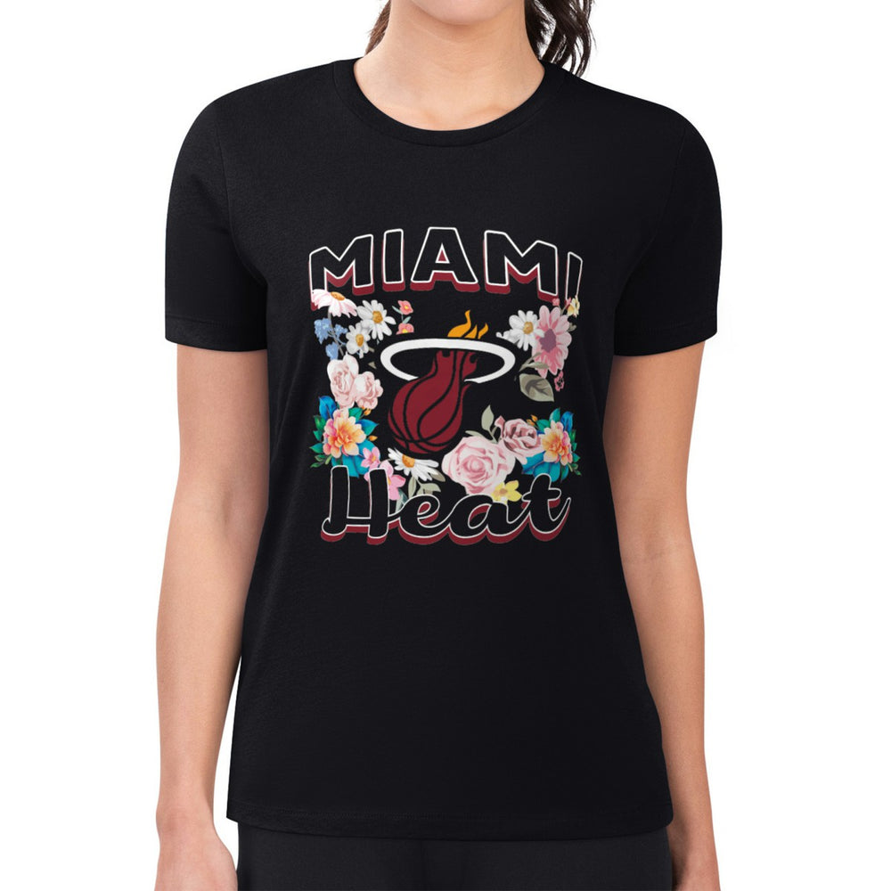 Miami Heat G-III 4Her by Carl Banks Women's Super-Slim Fit Lightweight Flowers Team Logo Graphic T-Shirt