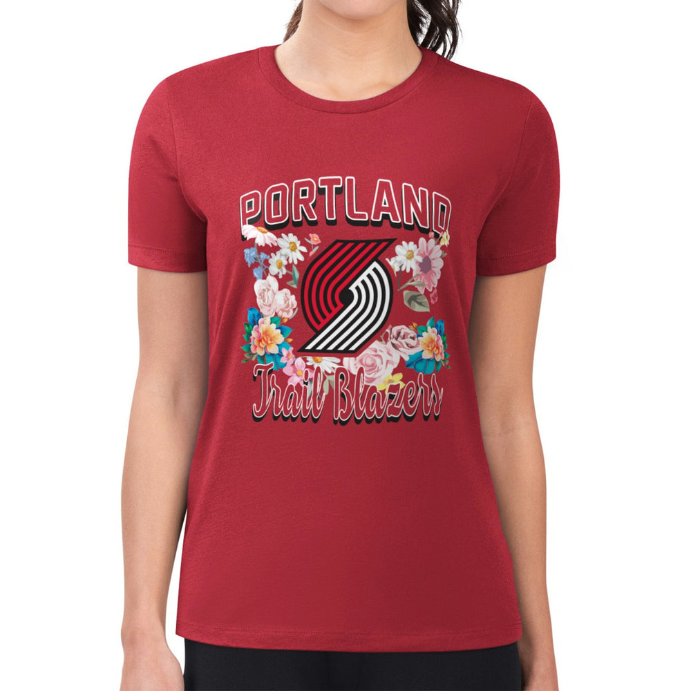 Portland Trail Blazers G-III 4Her by Carl Banks Women's Super-Slim Fit Lightweight Flowers Team Logo Graphic T-Shirt