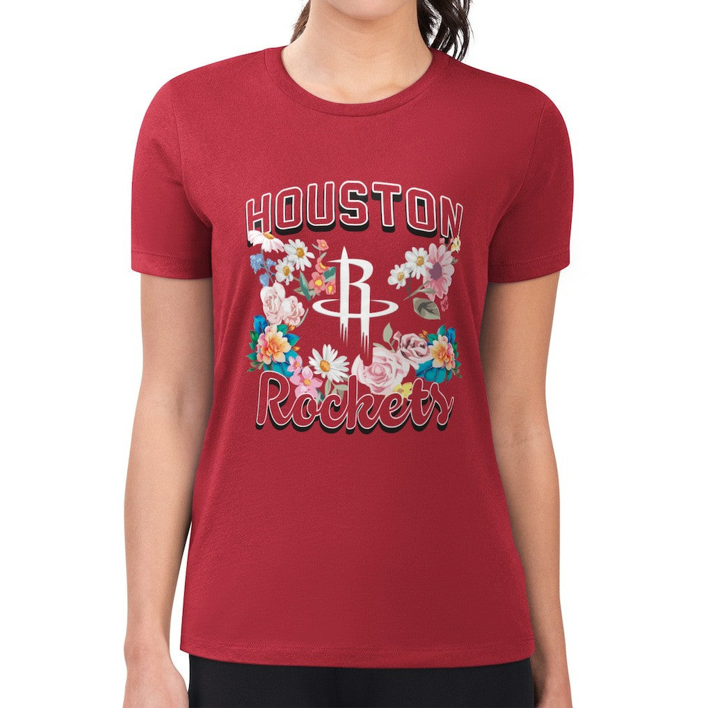 Houston Rockets G-III 4Her by Carl Banks Women's Super-Slim Fit Lightweight Flowers Team Logo Graphic T-Shirt