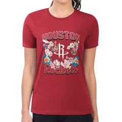 Houston Rockets G-III 4Her by Carl Banks Women's Super-Slim Fit Lightweight Flowers Team Logo Graphic T-Shirt