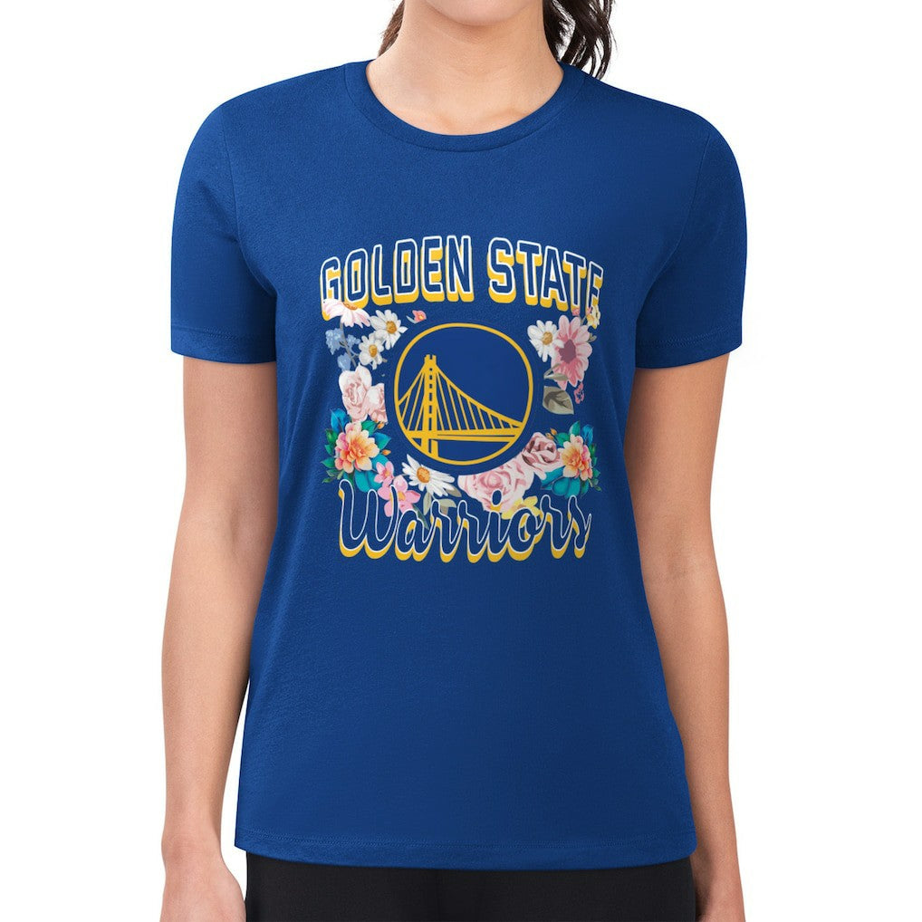 Golden State Warriors G-III 4Her by Carl Banks Women's Super-Slim Fit Lightweight Flowers Team Logo Graphic T-Shirt sale