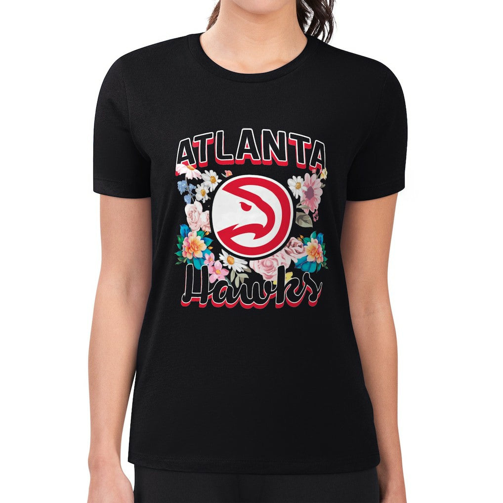 Atlanta Hawks G-III 4Her by Carl Banks Women's Super-Slim Fit Lightweight Flowers Team Logo Graphic T-Shirt