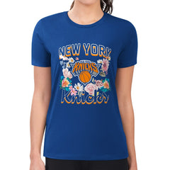 New York Knicks G-III 4Her by Carl Banks Women's Super-Slim Fit Lightweight Flowers Team Logo Graphic T-Shirt