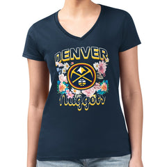 Denver Nuggets G-III 4Her by Carl Banks Women's Super-Slim Fit Lightweight Flowers Team Logo Graphic V-Neck T-Shirt sale