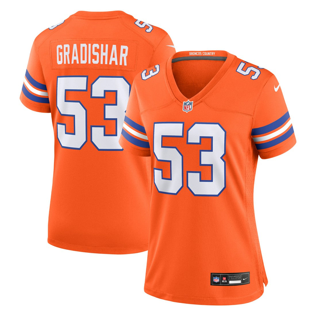 Randy Gradishar  Women's Mile High Collection 1977 Throwback Retired Player Game Jersey - Denver Broncos Jerseys