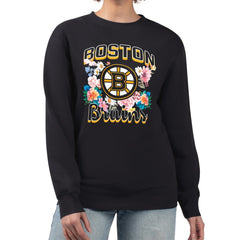 NHL Boston Bruins G-III 4Her by Carl Banks Women's Flower Logo Pullover Sweatshirt
