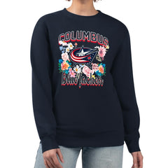 NHL Columbus Blue Jackets G-III 4Her by Carl Banks Women's Flower Logo Pullover Sweatshirt