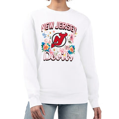 NHL New Jersey Devils G-III 4Her by Carl Banks Women's Flower Logo Pullover Sweatshirt