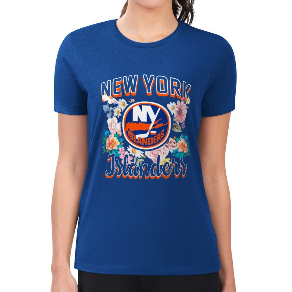 NHL New York Islanders G-III 4Her by Carl Banks Women's Super-Slim Fit Lightweight Flower Logo T-Shirt