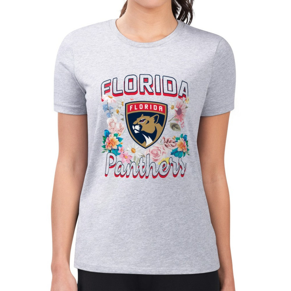 NHL Florida Panthers G-III 4Her by Carl Banks Women's Super-Slim Fit Lightweight Flower Logo T-Shirt