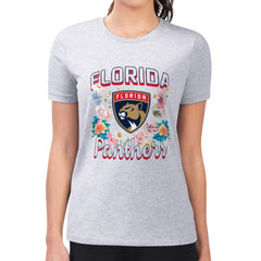 NHL Florida Panthers G-III 4Her by Carl Banks Women's Super-Slim Fit Lightweight Flower Logo T-Shirt