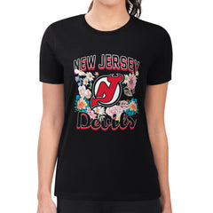 NHL New Jersey Devils G-III 4Her by Carl Banks Women's Super-Slim Fit Lightweight Flower Logo T-Shirt