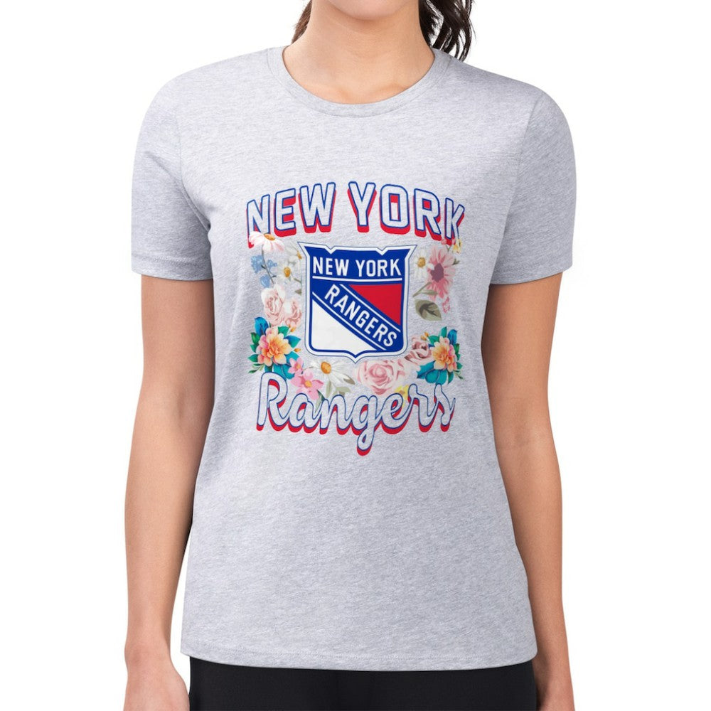 NHL New York Rangers G-III 4Her by Carl Banks Women's Super-Slim Fit Lightweight Flower Logo T-Shirt