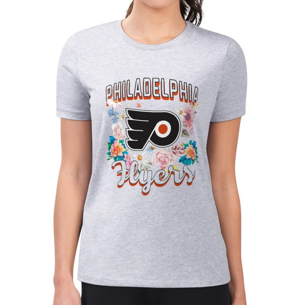 NHL Philadelphia Flyers G-III 4Her by Carl Banks Women's Super-Slim Fit Lightweight Flower Logo T-Shirt