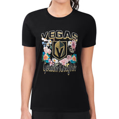 NHL Vegas Golden Knights G-III 4Her by Carl Banks Women's Super-Slim Fit Lightweight Flower Logo T-Shirt