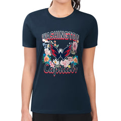 NHL Washington Capitals G-III 4Her by Carl Banks Women's Super-Slim Fit Lightweight Flower Logo T-Shirt