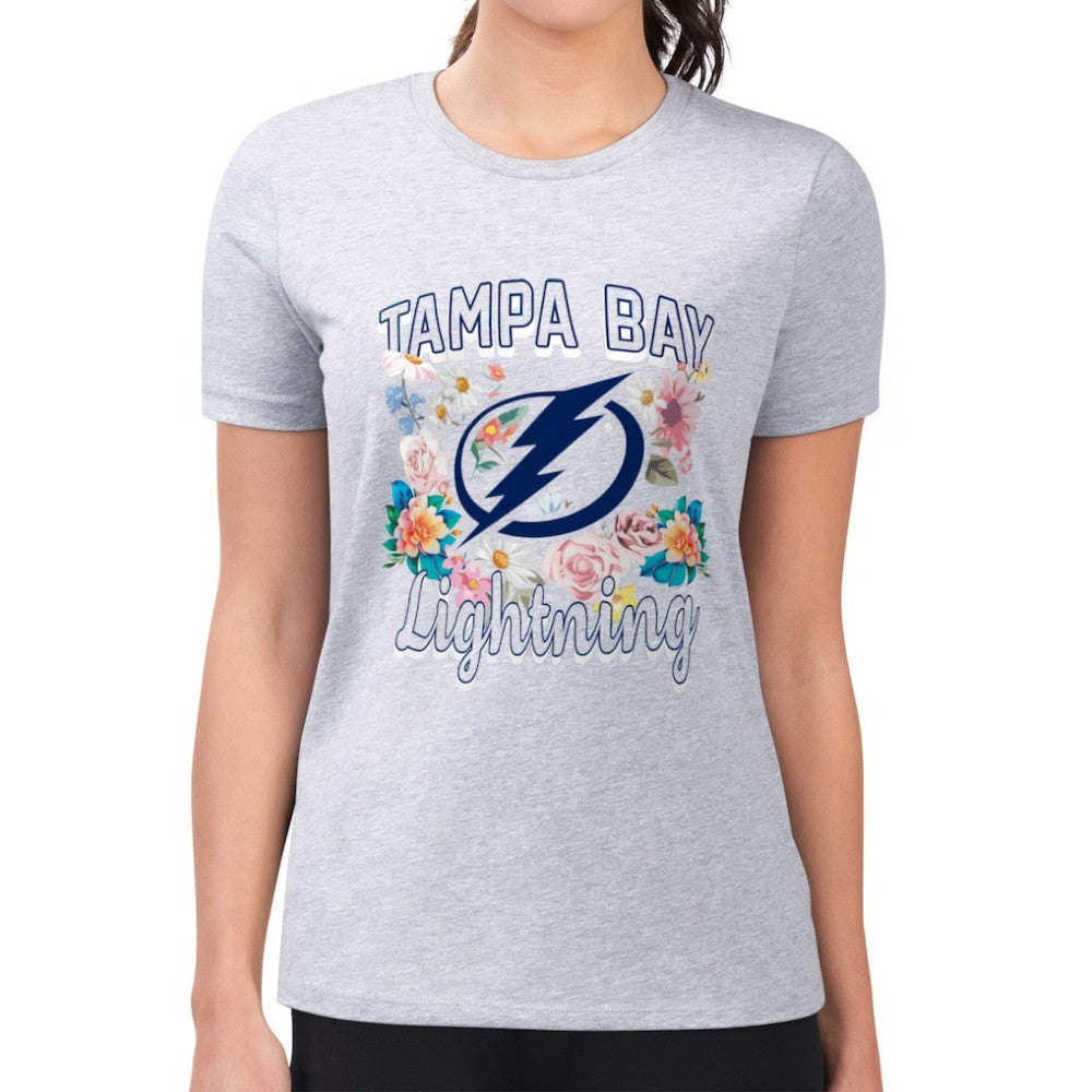 NHL Tampa Bay Lightning G-III 4Her by Carl Banks Women's Super-Slim Fit Lightweight Flower Logo T-Shirt