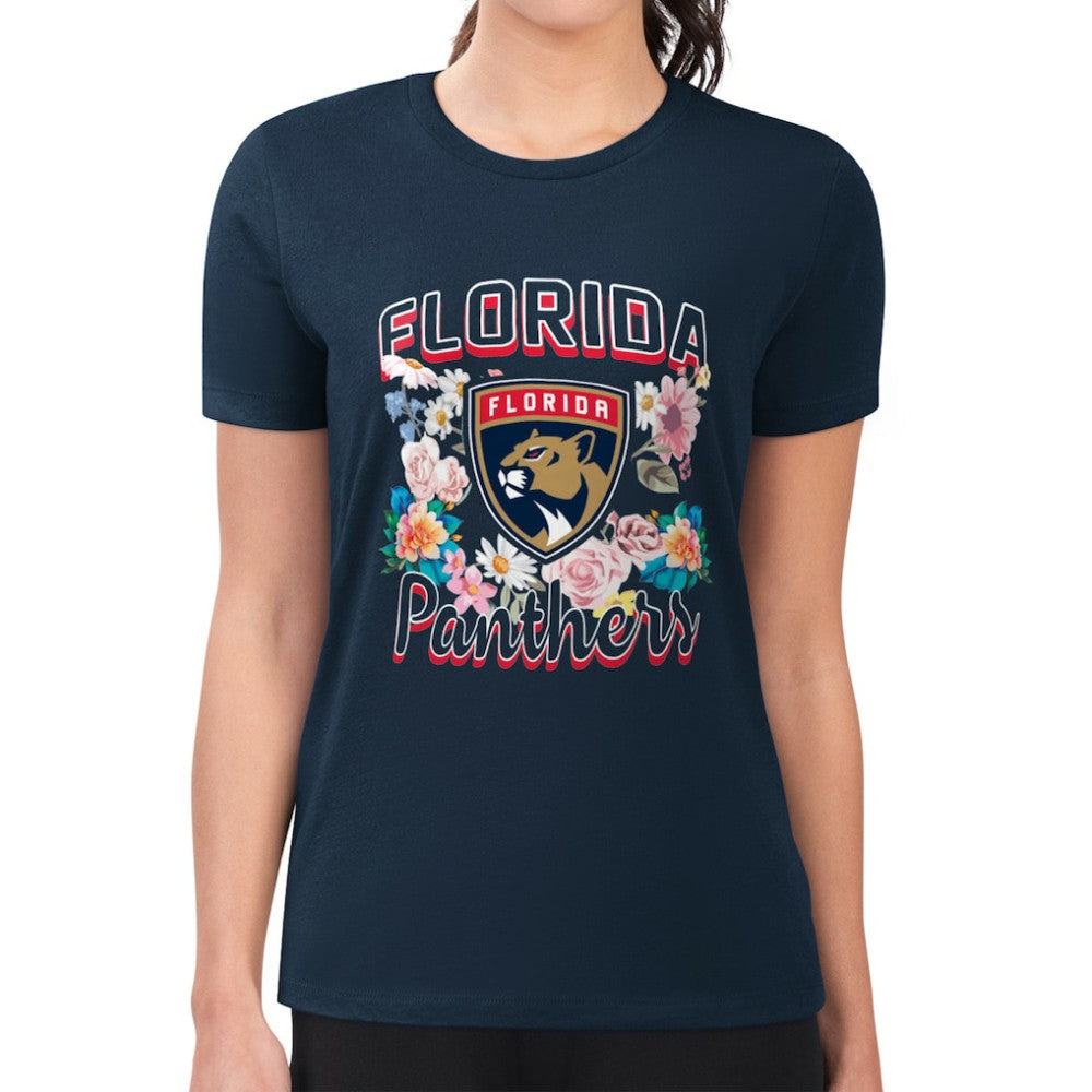 NHL Florida Panthers G-III 4Her by Carl Banks Women's Super-Slim Fit Lightweight Flower Logo T-Shirt