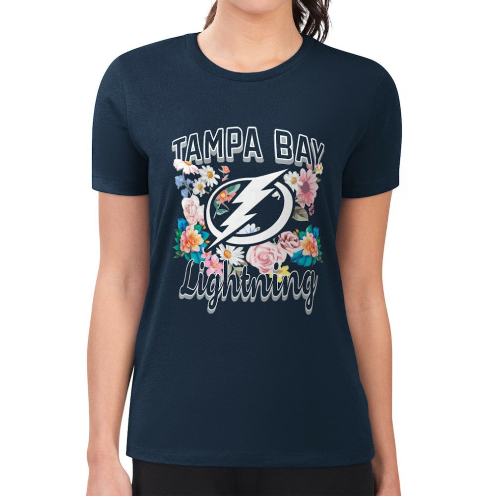 NHL Tampa Bay Lightning G-III 4Her by Carl Banks Women's Super-Slim Fit Lightweight Flower Logo T-Shirt