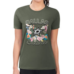 NHL Dallas Stars G-III 4Her by Carl Banks Women's Super-Slim Fit Lightweight Flower Logo T-Shirt