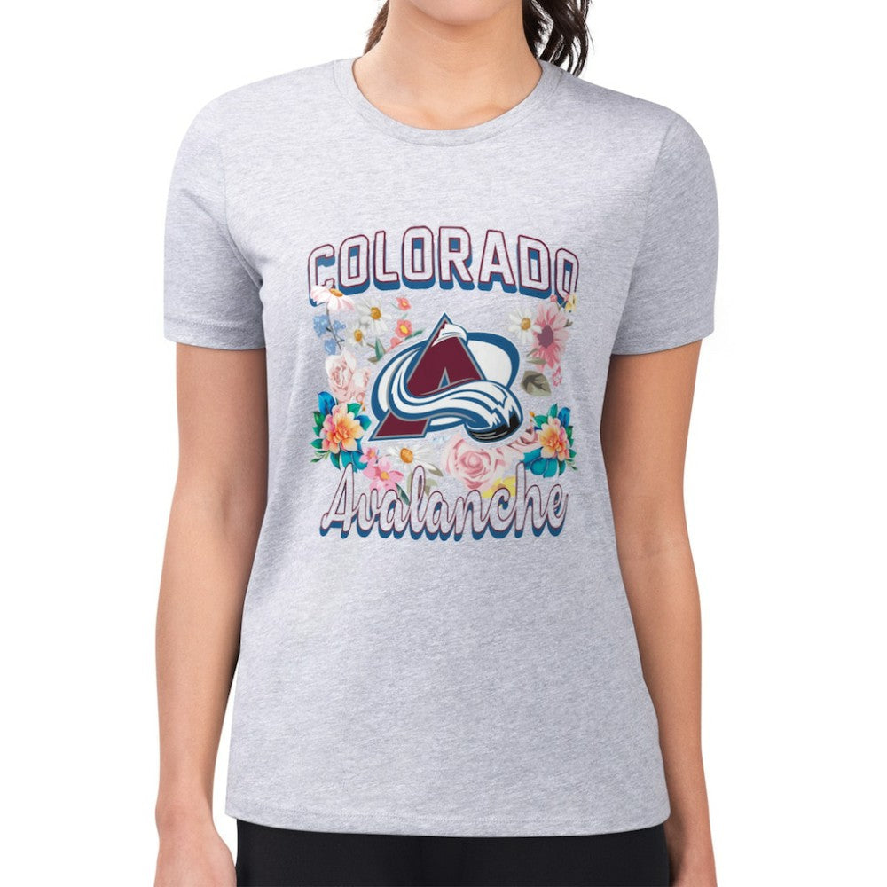 NHL Colorado Avalanche G-III 4Her by Carl Banks Women's Super-Slim Fit Lightweight Flower Logo T-Shirt