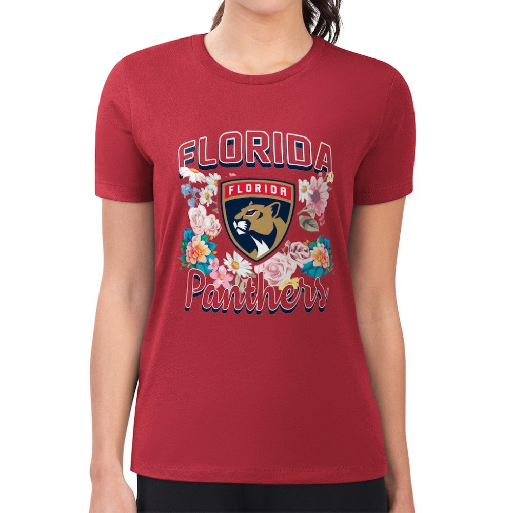 NHL Florida Panthers G-III 4Her by Carl Banks Women's Super-Slim Fit Lightweight Flower Logo T-Shirt