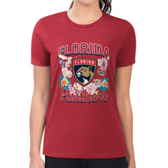 NHL Florida Panthers G-III 4Her by Carl Banks Women's Super-Slim Fit Lightweight Flower Logo T-Shirt