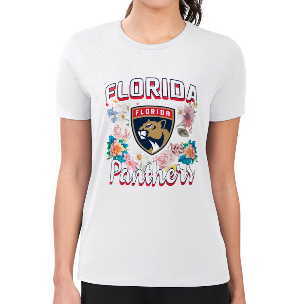 NHL Florida Panthers G-III 4Her by Carl Banks Women's Super-Slim Fit Lightweight Flower Logo T-Shirt