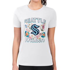 NHL Seattle Kraken G-III 4Her by Carl Banks Women's Super-Slim Fit Lightweight Flower Logo T-Shirt