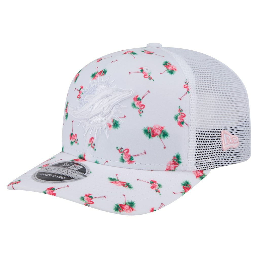 Adventure Flamingo Pattern 9SEVENTY Stretch-Snap Hat - Miami Dolphins Hats
