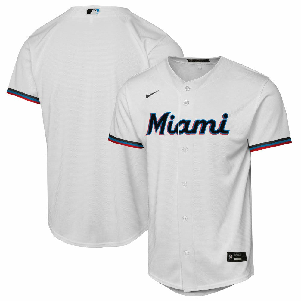 White Miami Marlins Nike Youth Home Replica Jersey