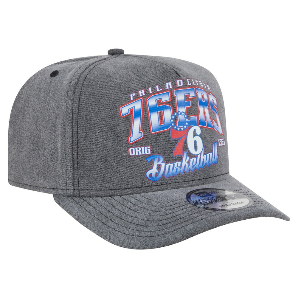 New Era Philadelphia 76ers Throwback Washed Pre-Curved 9FIFTY Snapback Hat