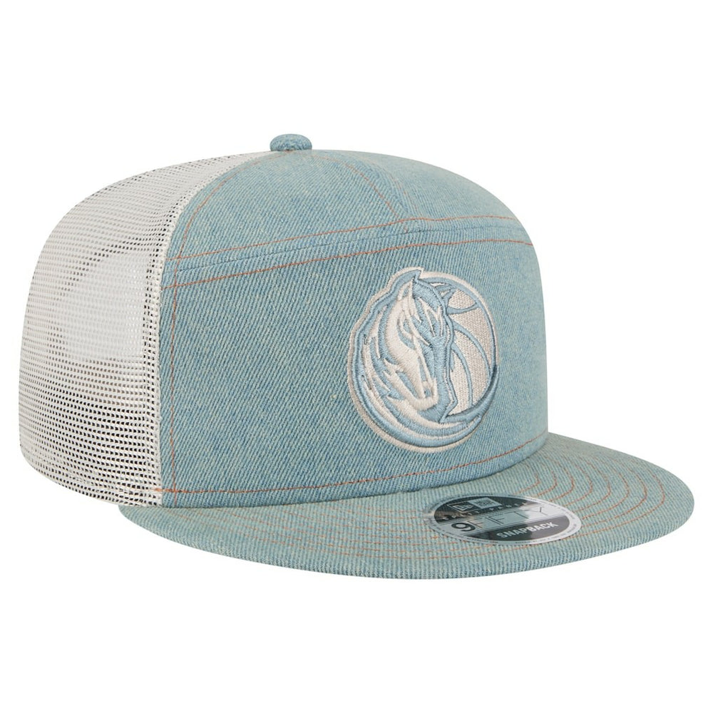New Era Dallas Mavericks Adventure Denim Split Panel 9FIFTY Snapback Trucker Hat