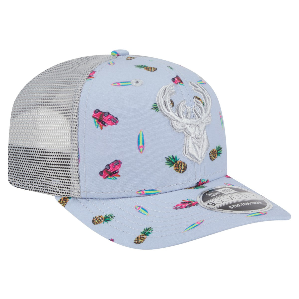 New Era Milwaukee Bucks Adventure Aloha Pattern 9SEVENTY Stretch-Snap Hat