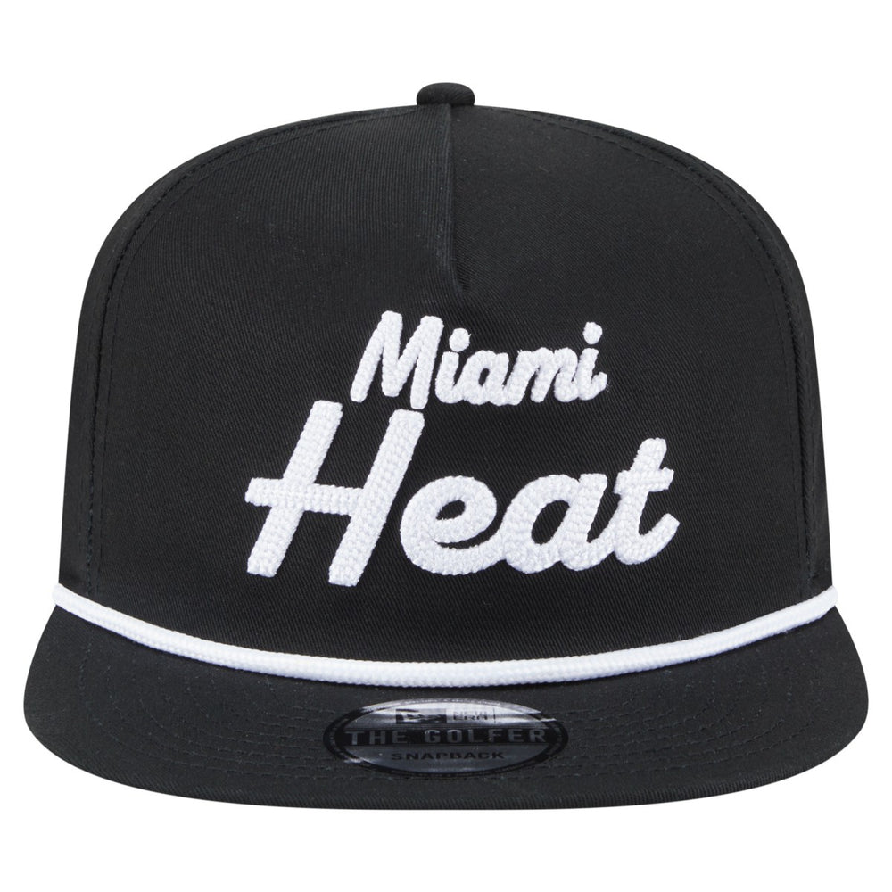 New Era Miami Heat Team Text Golfer Snapback Hat