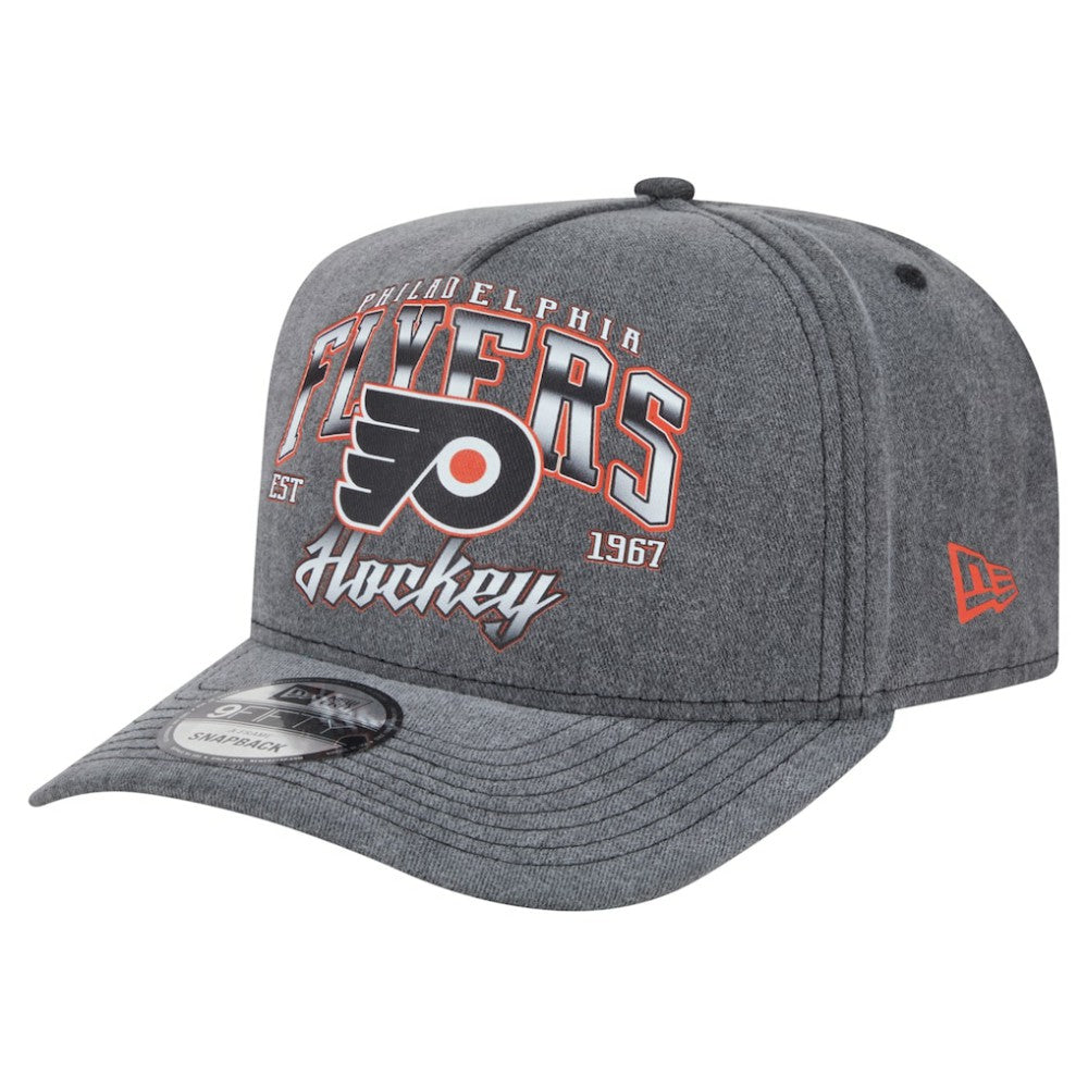 NHL Philadelphia Flyers New Era Throwback Washed A-Frame Pre-Curved 9FIFTY Snapback Hat