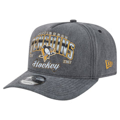 NHL Pittsburgh Penguins New Era Throwback Washed A-Frame Pre-Curved 9FIFTY Snapback Hat
