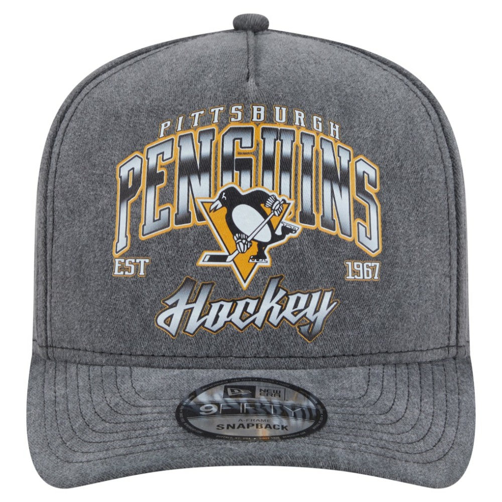 NHL Pittsburgh Penguins New Era Throwback Washed A-Frame Pre-Curved 9FIFTY Snapback Hat
