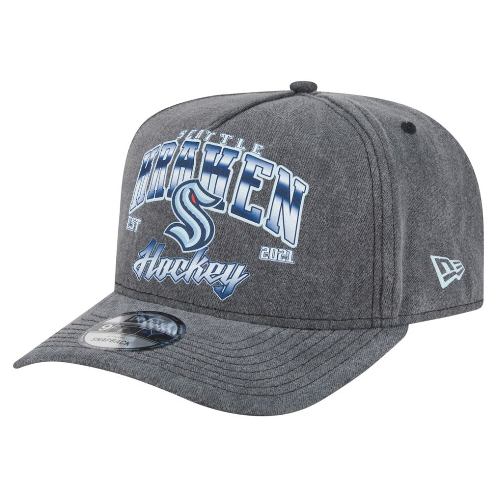 NHL Seattle Kraken New Era Throwback Washed A-Frame Pre-Curved 9FIFTY Snapback Hat