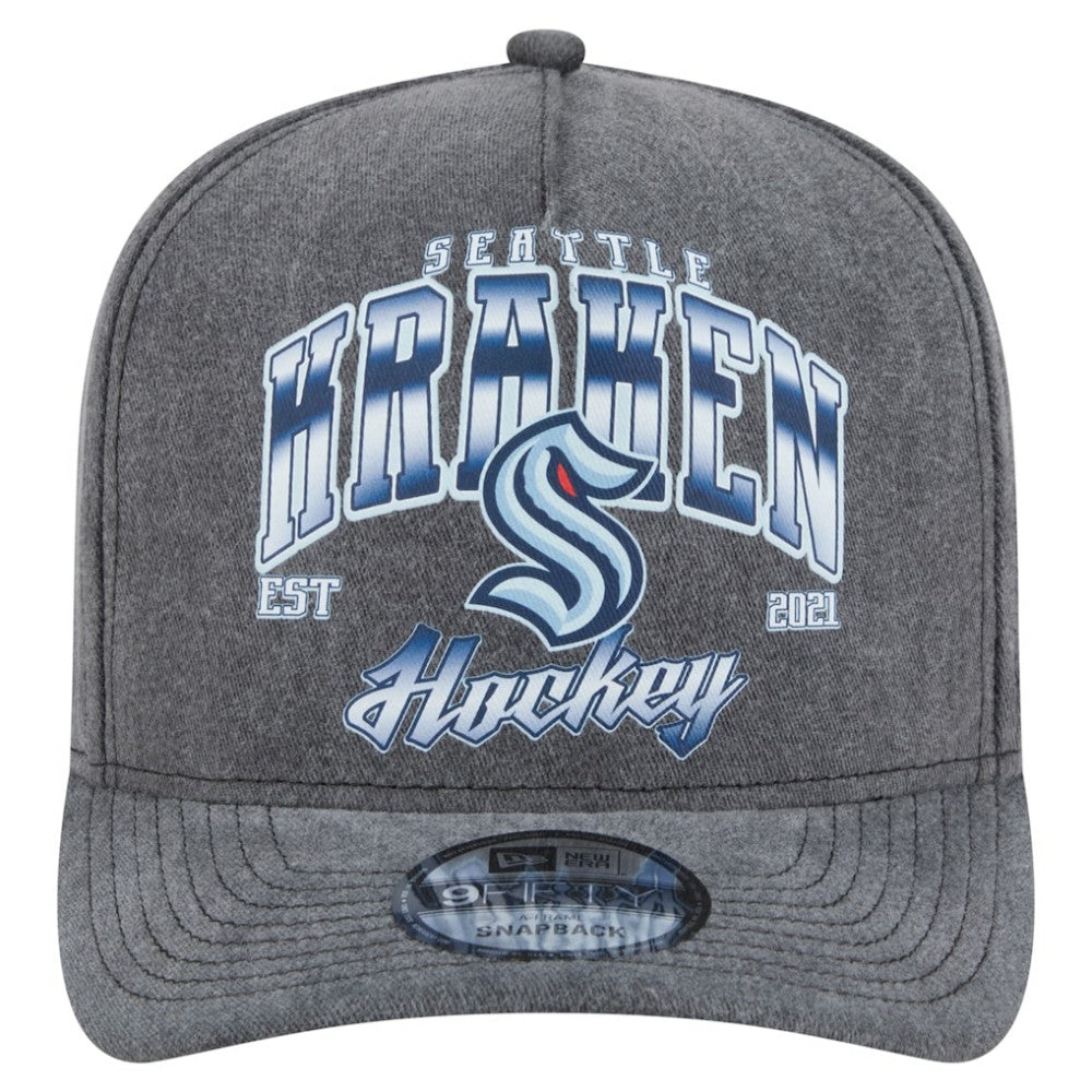 NHL Seattle Kraken New Era Throwback Washed A-Frame Pre-Curved 9FIFTY Snapback Hat
