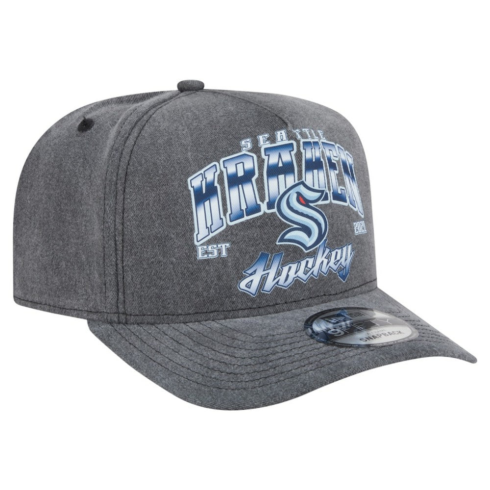 NHL Seattle Kraken New Era Throwback Washed A-Frame Pre-Curved 9FIFTY Snapback Hat