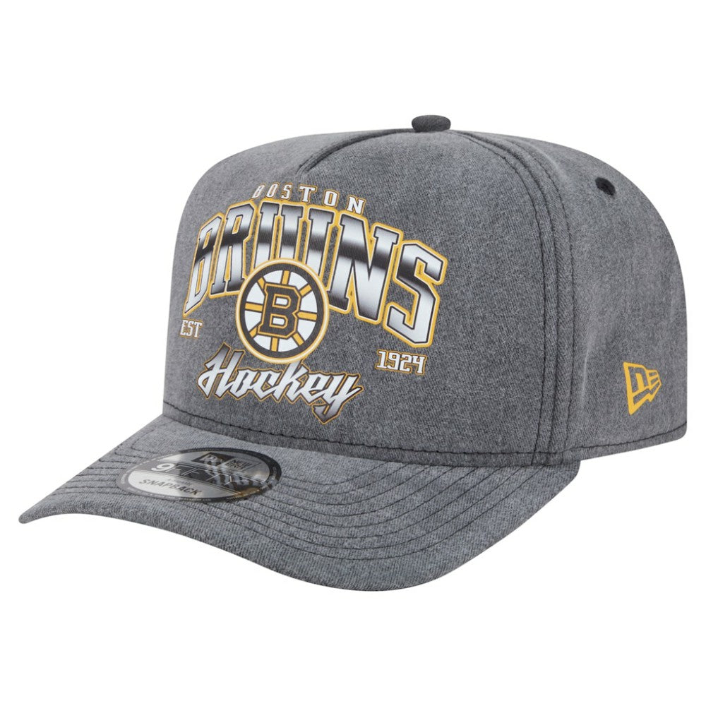 NHL Boston Bruins New Era Throwback Washed A-Frame Pre-Curved 9FIFTY Snapback Hat