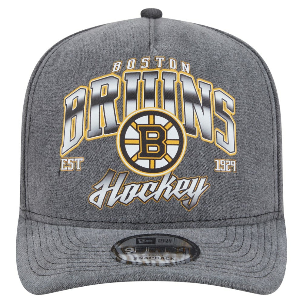 NHL Boston Bruins New Era Throwback Washed A-Frame Pre-Curved 9FIFTY Snapback Hat